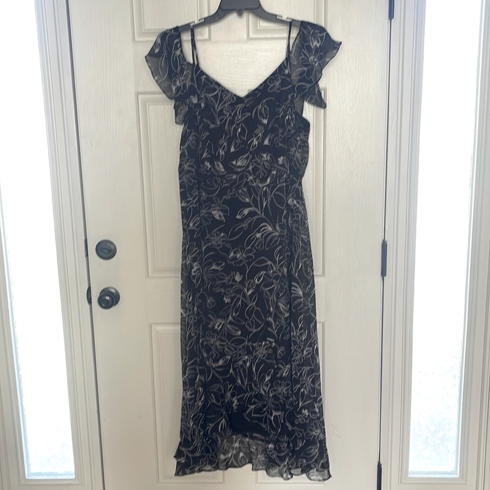 Black and white floral maxi dress